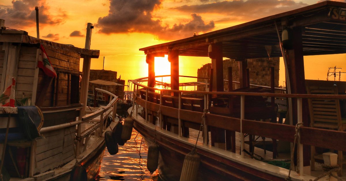 boats with sunset - things to do in lebanon